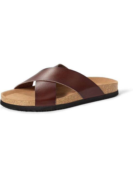 Men\'s Dark Brown Faux Leather Imported Crossover Sandals Casual main image 4